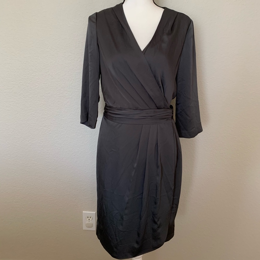 Banana Republic Grey Faux Wrap Dress Size 6 Tall